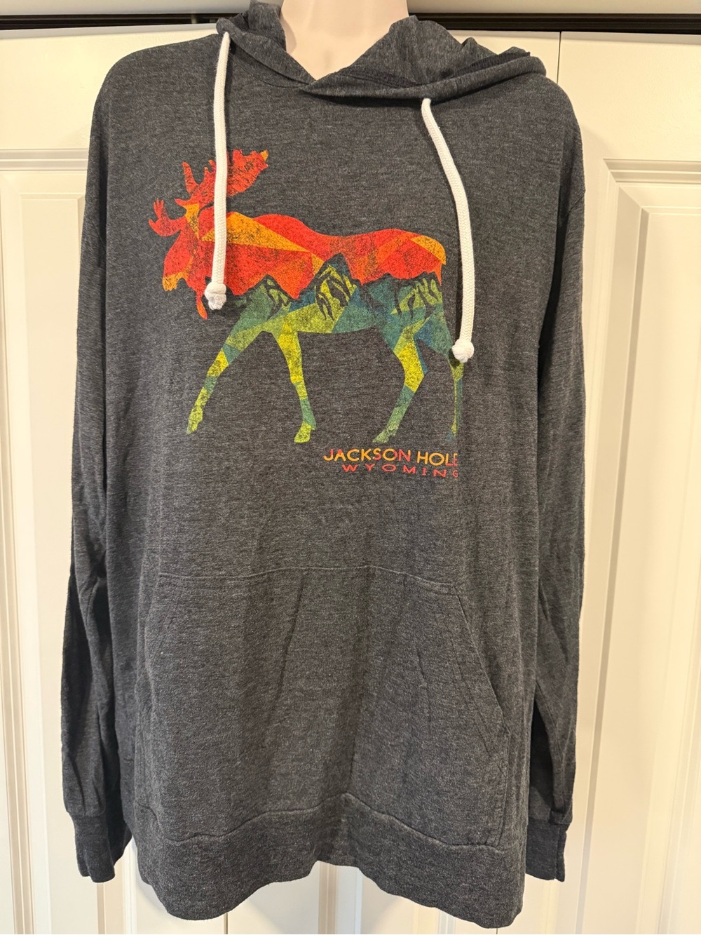 Jackson Hole Wyoming moose hoodie hooded shirt womens large L